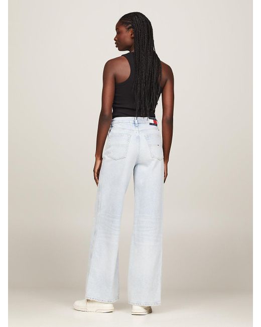 Tommy Hilfiger White High Rise Wide Leg Distressed Jeans