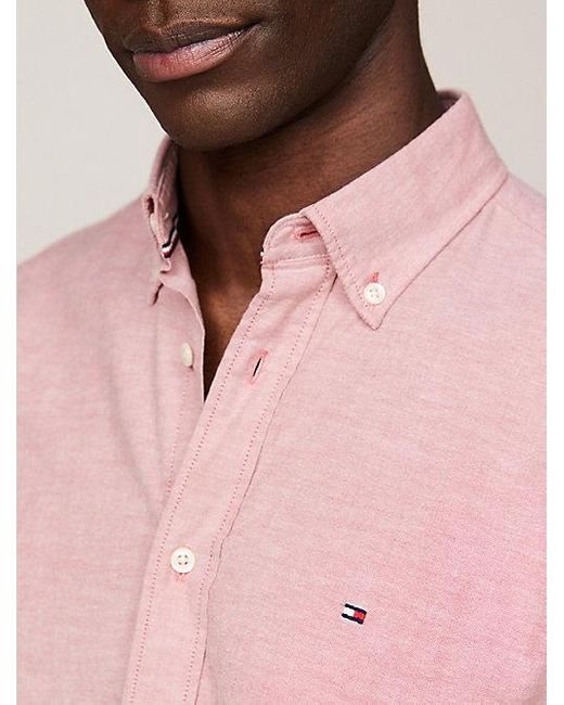 Tommy Hilfiger TH Flex 1985 Collection Oxford-Kurzarmhemd in Pink für Herren