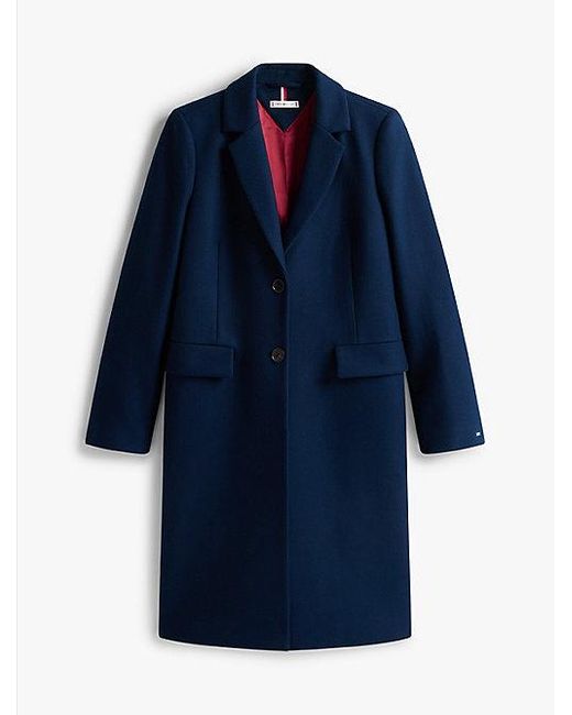 Tommy Hilfiger Single-Breasted Jas Met Kasjmier in het Blue