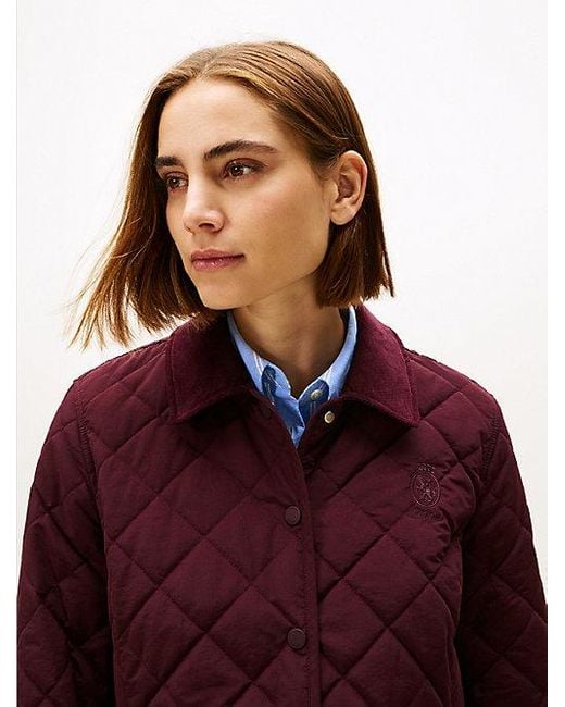 Tommy Hilfiger Getailleerd Gewatteerd Jack Met Th-Embleem in het Red