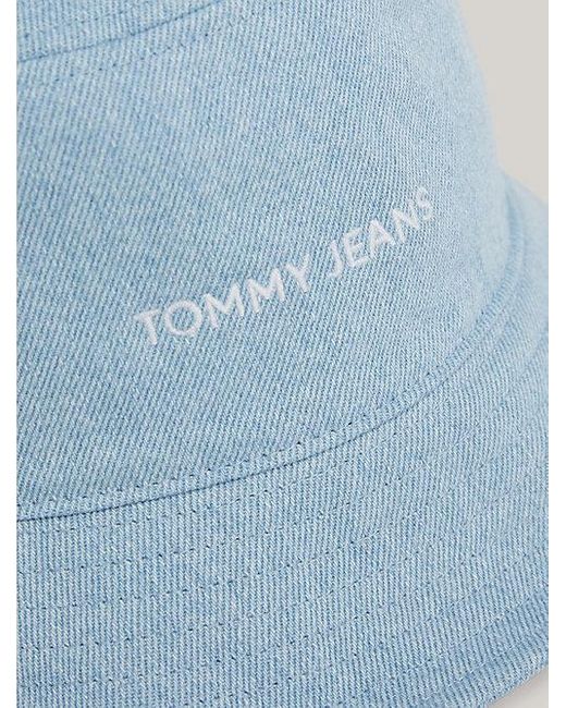 Tommy Hilfiger Blue Denim-Fischerhut mit aufgesticktem Logo