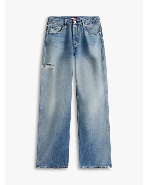 Tommy Hilfiger Blue Mia Distressed Mid Rise Relaxed Straight Leg Jeans