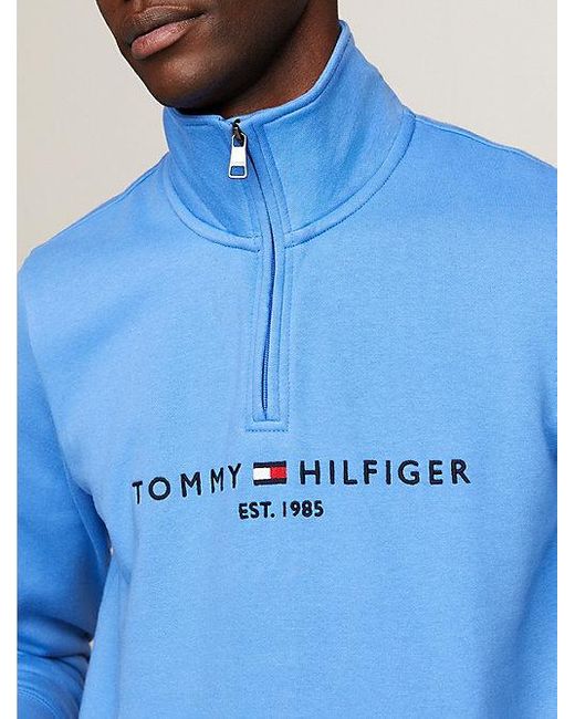 Sudadera con cuello cisne y logo Tommy Hilfiger de hombre de color Blue