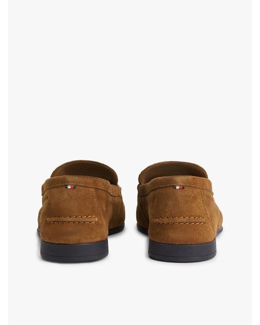 Tommy Hilfiger White Logo Tassel Flexible Suede Loafers for men