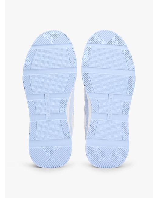 Tommy Hilfiger Blue Tonal Th Monogram Mixed Texture Trainers