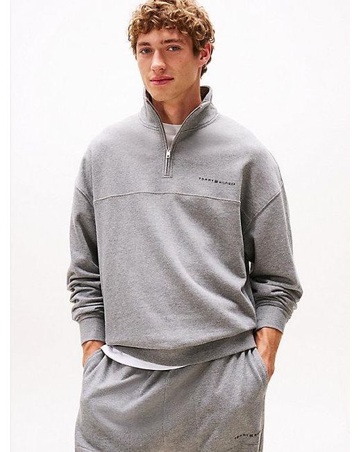 Tommy Hilfiger Original Lounge-Sweatshirt Met Halve Rits in het Gray voor heren