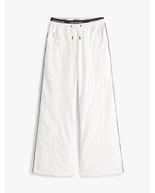 Tommy Hilfiger White Repeat Logo Tape Wide Leg Joggers