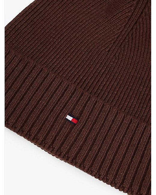 Tommy Hilfiger Hilfiger Flag Beanie Met Kasjmier En Borduursel in het Brown voor heren