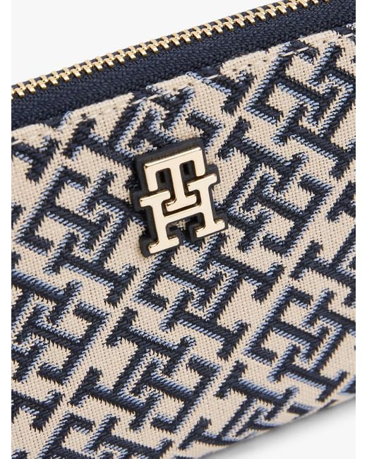 Portefeuille Zippé En Jacquard À Monogramme Tommy Hilfiger en coloris White
