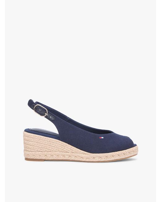 Tommy Hilfiger Blue Hemp Slingback Wedge Espadrilles