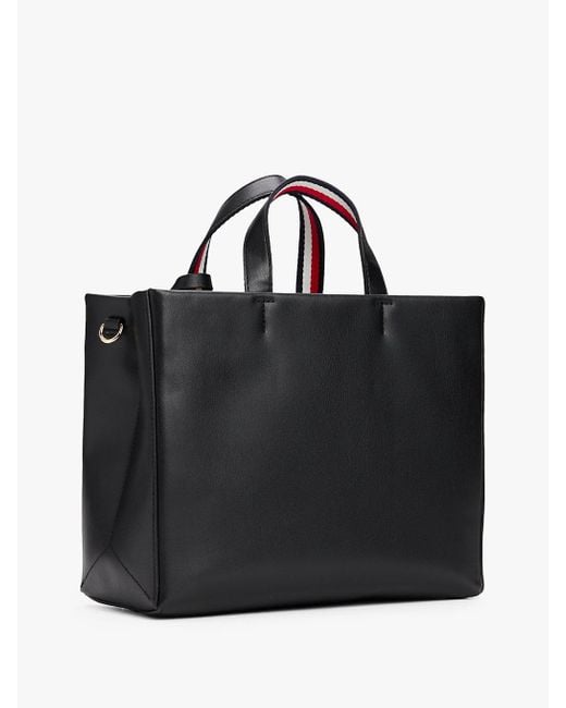 Shopper Con Tracolla Ed Etichetta Con Logo di Tommy Hilfiger in Black