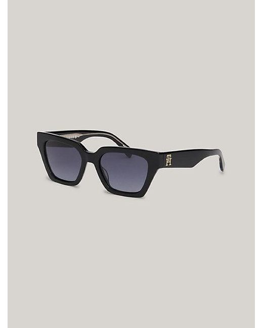 Tommy Hilfiger Black Cat-Eye-Sonnenbrille mit rechteckigen Gläsern