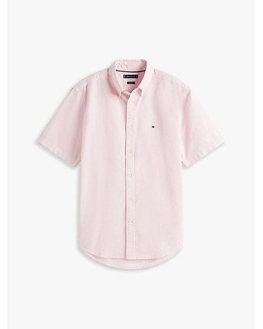 Tommy Hilfiger Regular Fit Oxford Overhemd Met Korte Mouwen in het White voor heren