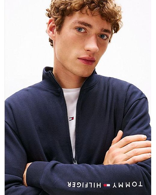Tommy Hilfiger Original Loungesweatshirt Met Rits En Logo in het Blue voor heren