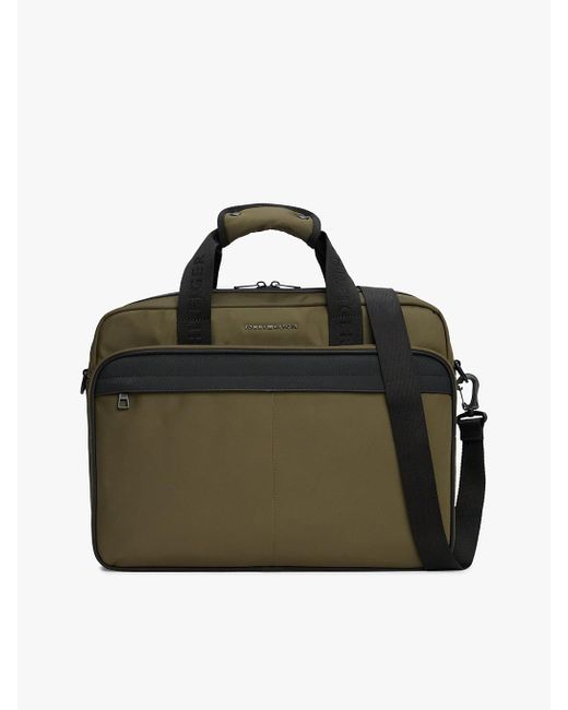 Tommy Hilfiger Green Repreve Work Bag With Laptop Sleeve And Adjustable Strap for men