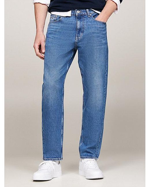Vaqueros Isaac Amplios Con Pernera Cónica Y Efecto Desteñido Tommy Hilfiger de hombre de color Blue