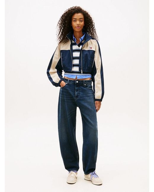 Tommy Hilfiger Blue Tommy Badge Colour-Blocked Piping Crinkle Jacket