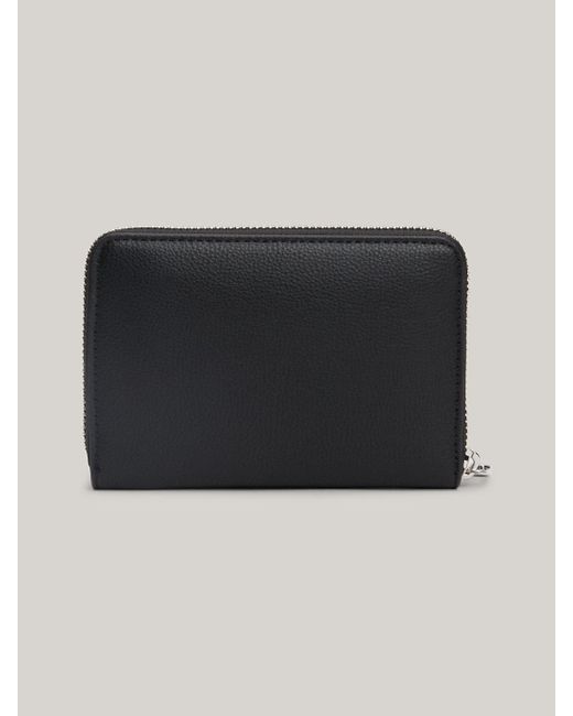Tommy Hilfiger Black Essential Th Monogram Medium Zip-around Wallet