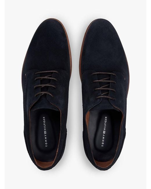 Tommy Hilfiger Blue Suede Derby Shoes for men