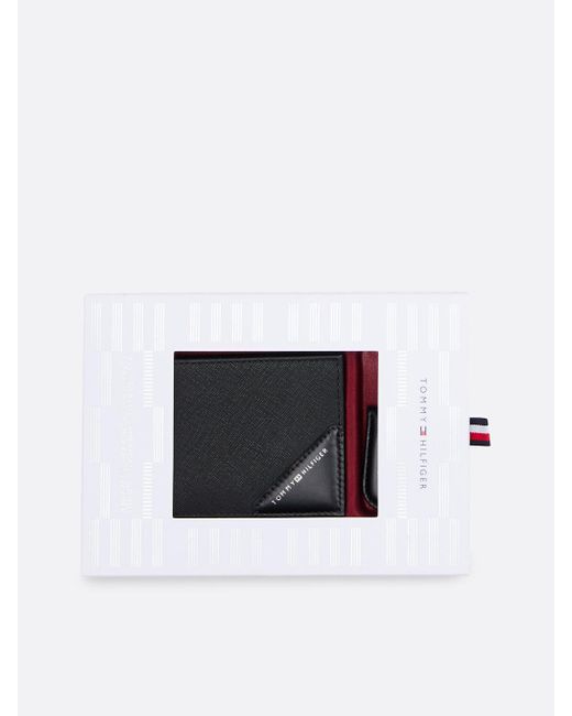 Tommy Hilfiger White Leather Wallet And Money Clip Gift Set for men