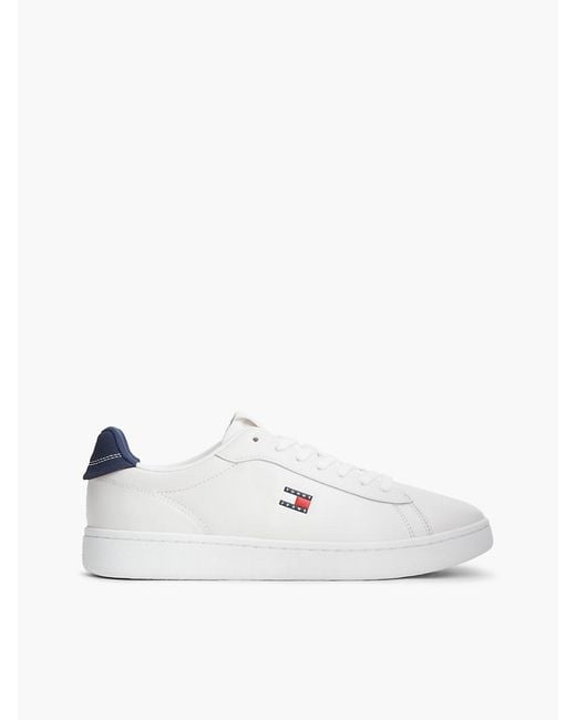 Tommy Hilfiger White Leather Archive Court Trainers for men