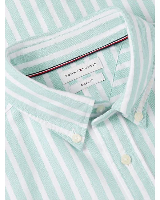 Tommy Hilfiger Blue Regular Fit Stripe Oxford Shirt for men