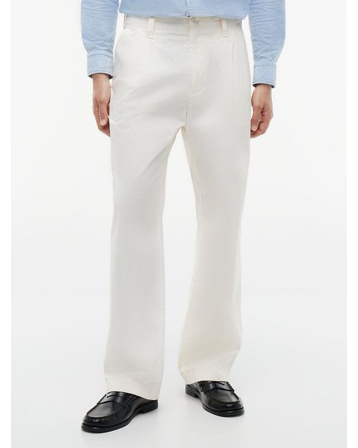 Tommy Hilfiger White Lightweight Paper Touch Pleated Loose Trousers for men