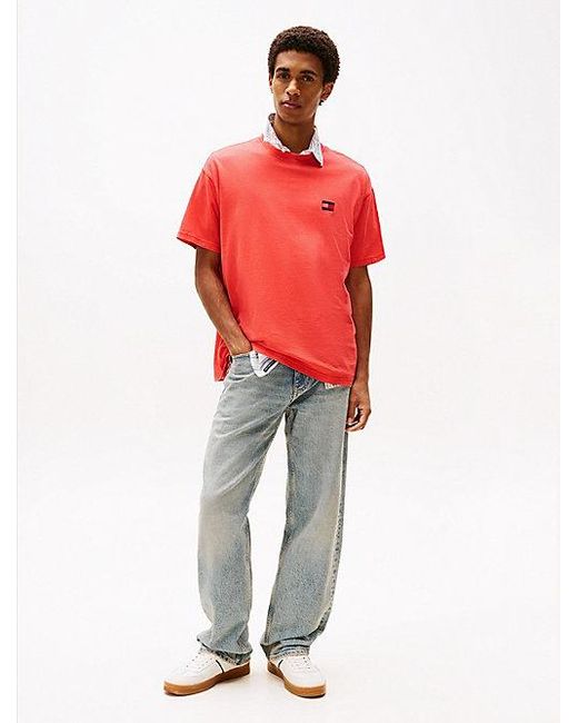 Tommy Hilfiger Relaxed Fit T-Shirt Met Geweven Badge in het Red voor heren