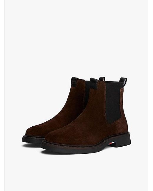Tommy Hilfiger Lichtgewicht Suède Chelsea Boots in het Brown voor heren