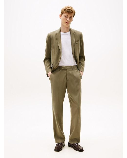 Pantaloni Regular Fit Con Piega di Tommy Hilfiger in Green da Uomo