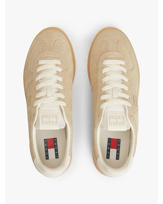 Tommy Hilfiger White The Greenwich Metallic Logo Suede Trainers for men