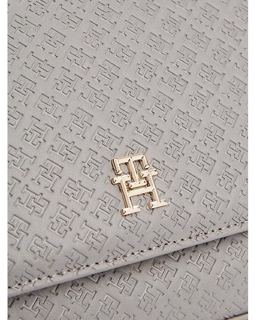 Tommy Hilfiger Gray Schultertasche Mit Tiefgeprägten Th-Monogrammen