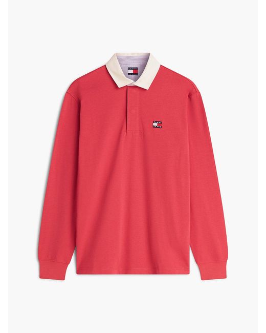 Tommy Hilfiger Red Tommy Badge Relaxed Rugby Shirt for men