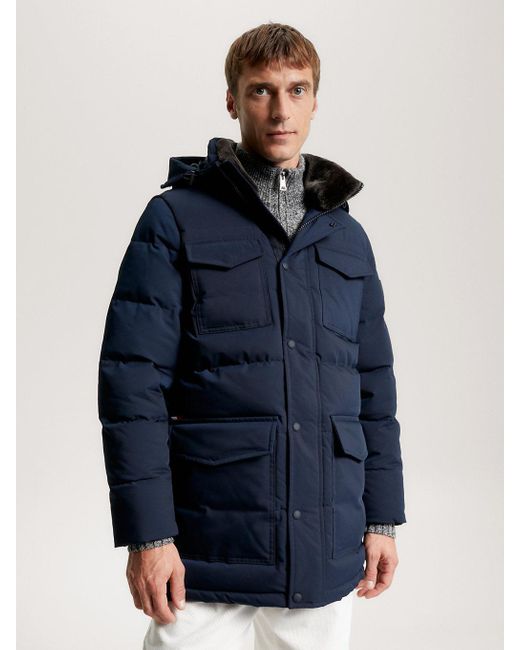 Tommy Hilfiger Th Warm Padded Hooded Utility Rockie Parka in Blue for Men |  Lyst UK