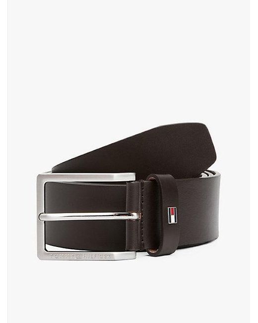 Tommy Hilfiger Leren Riem Met Geëmailleerde Vlag in het Brown voor heren