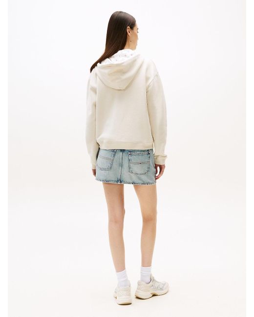 Felpa Varsity Relaxed Fit Con Cappuccio E Zip di Tommy Hilfiger in White