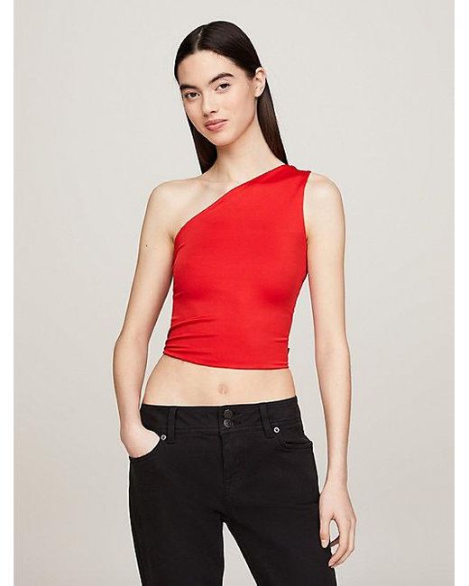 Tommy Hilfiger Red Asymmetrisches Cropped Fit Tanktop