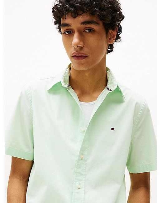 Camisa Th Flex De Manga Corta Y Corte Regular Tommy Hilfiger de hombre de color Green