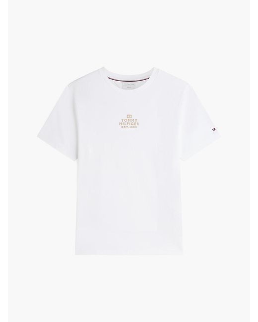 Tommy Hilfiger White Tonal Logo Embroidery Interlock Knit T-Shirt for men