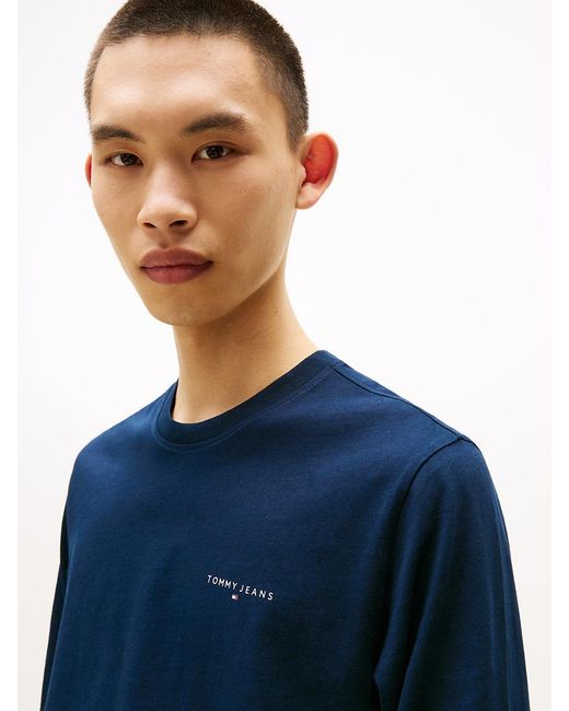 Tommy Hilfiger Blue Linear Logo Slim Long Sleeve T-shirt for men