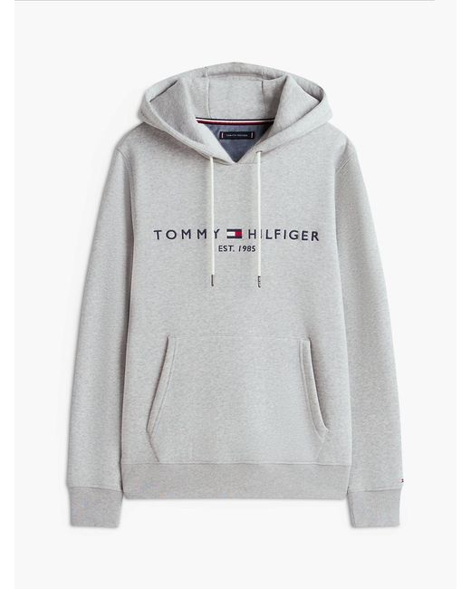 Tommy Hilfiger Gray Logo Flex Fleece Hoody for men