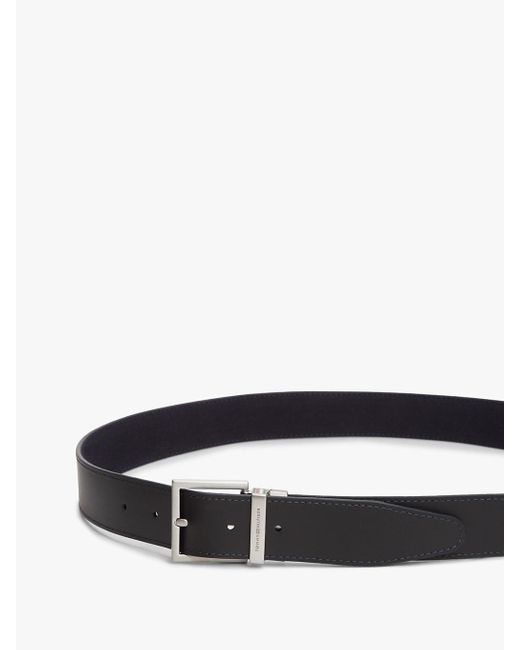 Tommy Hilfiger Black Reversible Square Buckle Leather Belt for men