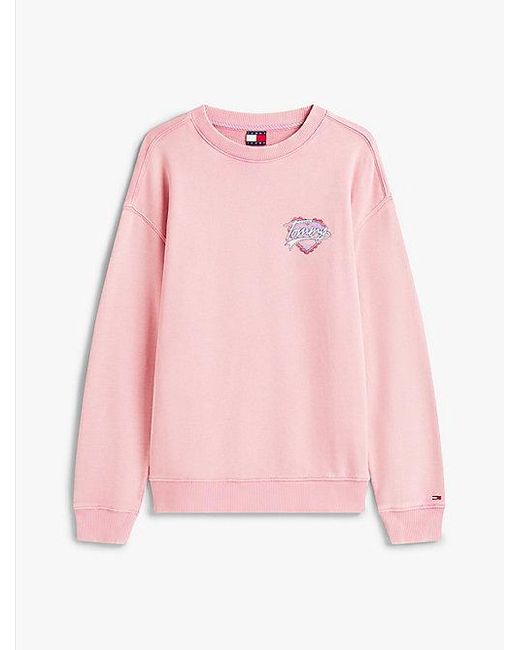 Sudadera Amplia De Felpa Con Logo Gráfico Tommy Hilfiger de color Pink