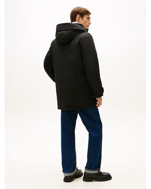 Tommy Hilfiger Black Logo Patch Down Hooded Rockie Parka for men