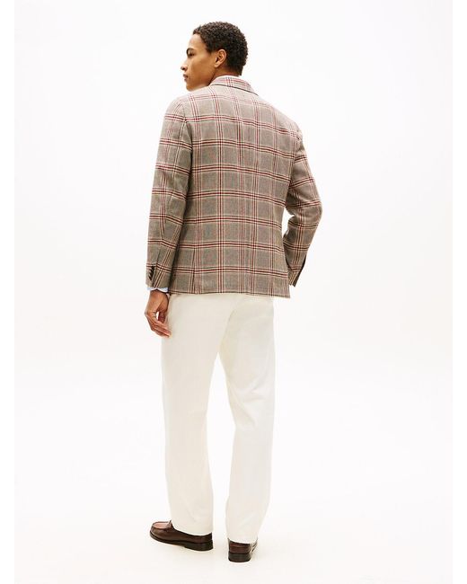 Tommy Hilfiger Natural Regular Fit Check Single Breasted Blazer for men