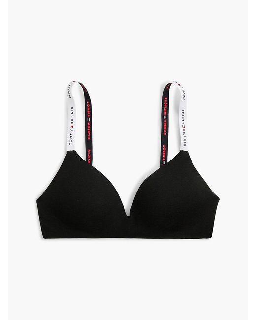 Tommy Hilfiger Black Repeat Logo Lightly Lined Triangle Bra