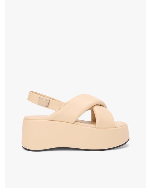 Tommy Hilfiger Natural Padded Strap Wedge Sandals