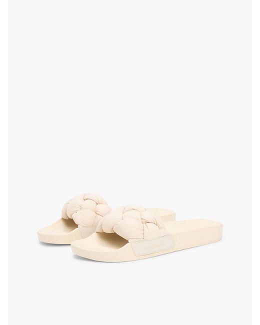 Tommy Hilfiger Natural Embossed Braided Strap Slides