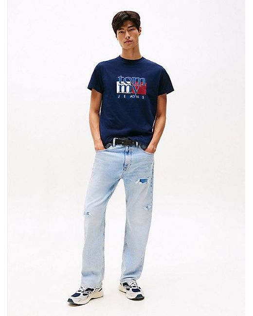 Camiseta Slim Con Logo Gráfico Tommy Hilfiger de hombre de color Blue