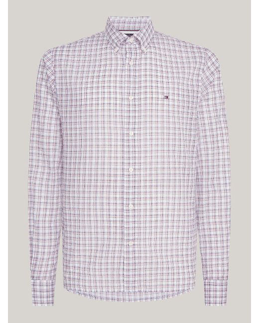 Tommy Hilfiger White Global Stripe Micro Check Regular Shirt for men